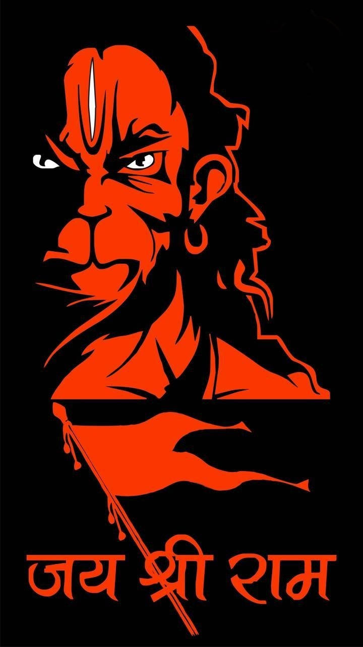 Red Black Jai Hanuman Art Wallpaper