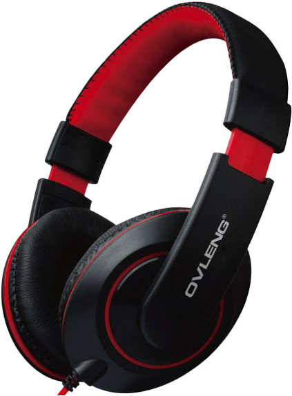Red Black Over Ear Headphones PNG