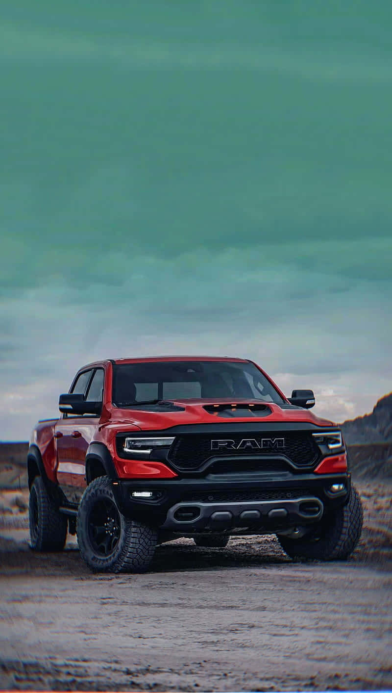 Red Black R A M Truck Aggressive Stance Wallpaper