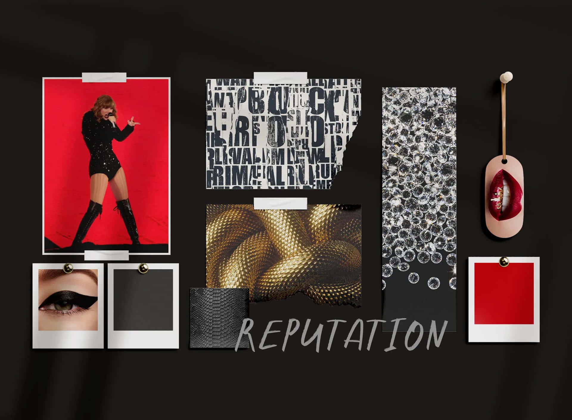 Red Black Reputation Collage Wallpaper