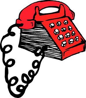 Red Black Retro Telephone Illustration PNG