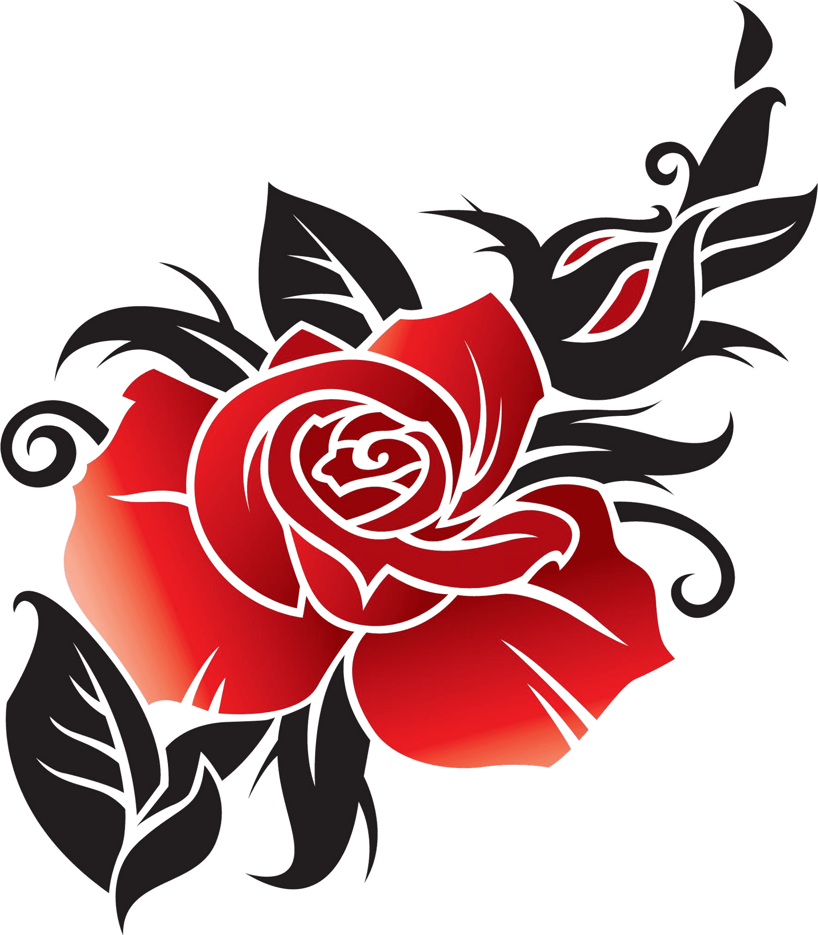 Red Black Rose Tattoo Design PNG