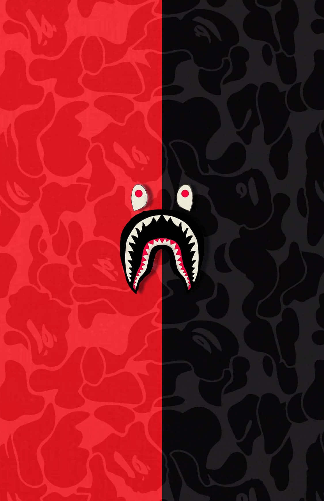 Red Black Shark Bape Camouflage Wallpaper