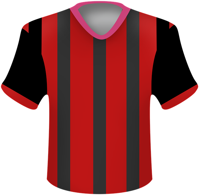 Red Black Striped Soccer Jersey PNG
