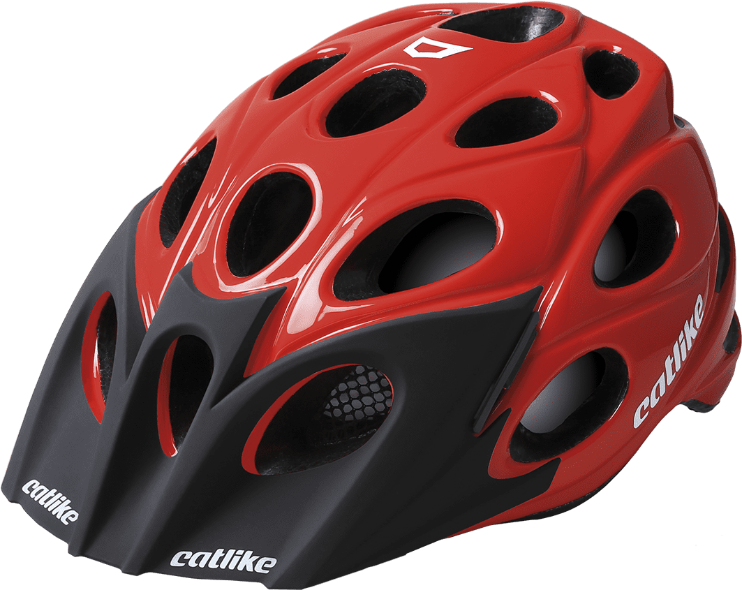 Red Black Vented Bicycle Helmet PNG