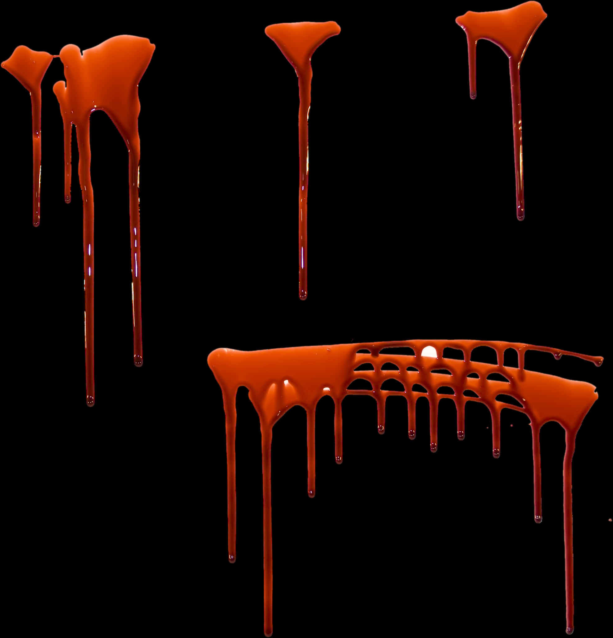 Red Blood Drips Isolatedon Black PNG