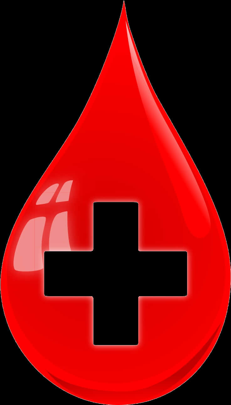 Red Blood Drop With Cross Symbol PNG