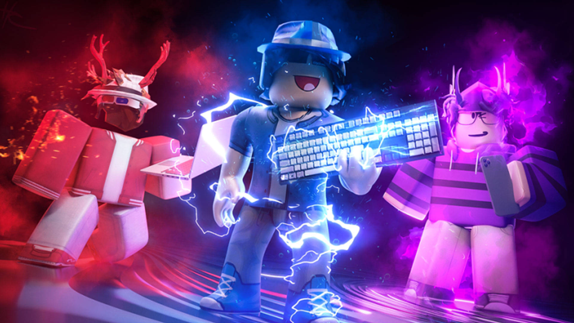 Download Red, Blue, And Purple Cool Roblox Wallpaper