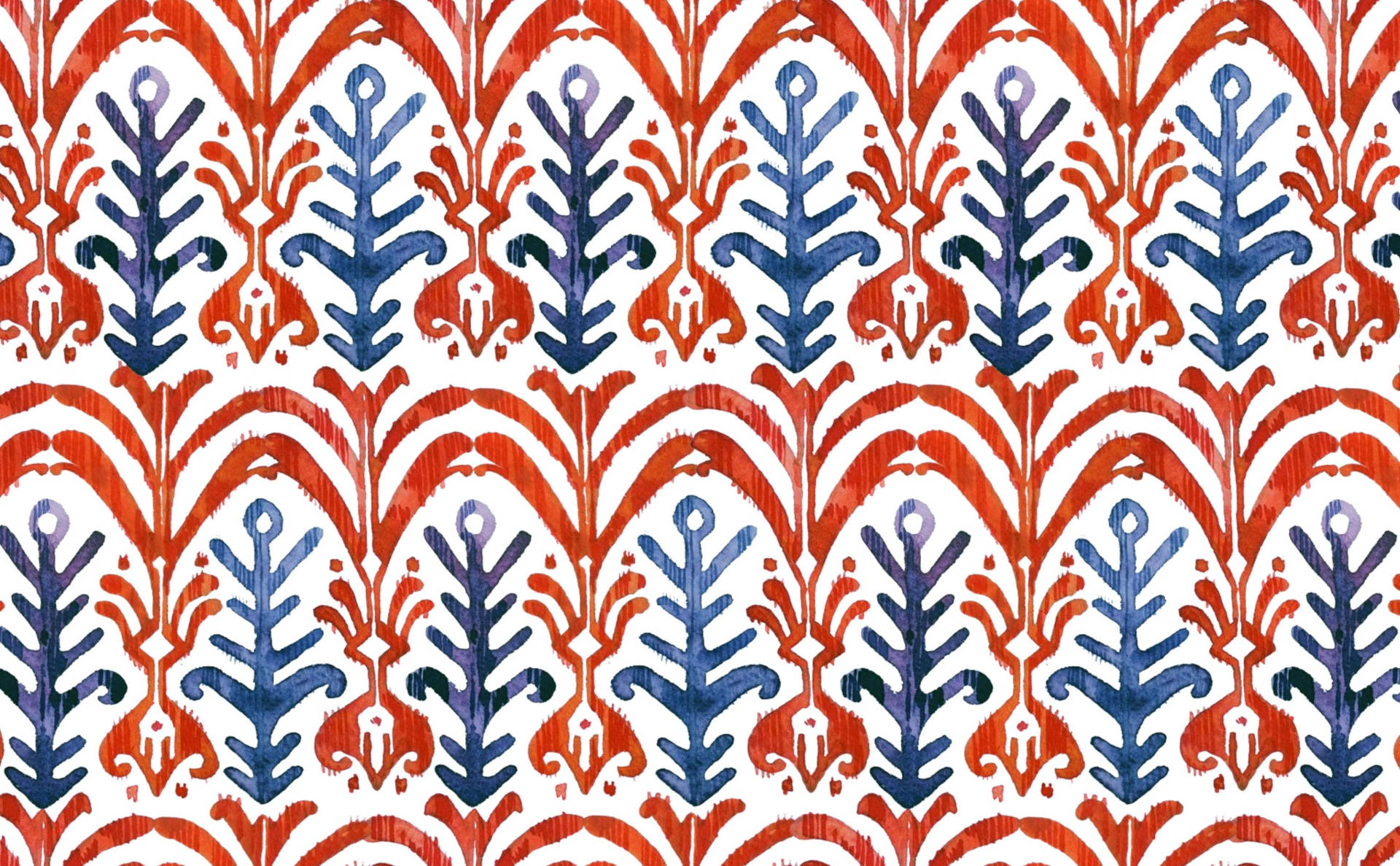 Red Blue Boho Pattern Wallpaper