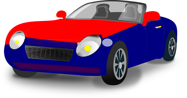 Red Blue Sports Car Illustration PNG