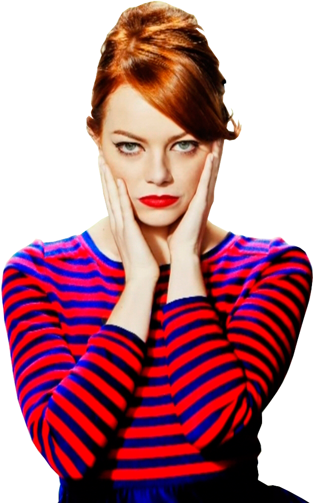 Red Blue Striped Sweater Woman PNG