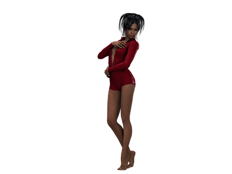 Red Bodysuit3 D Model Pose PNG