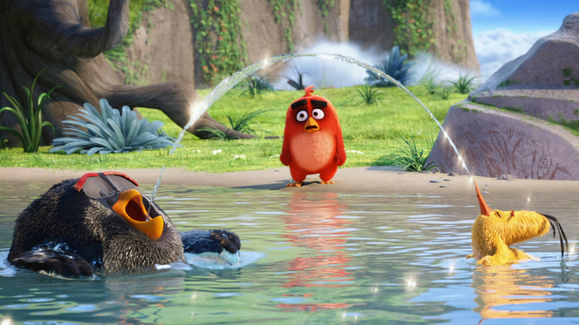 Red, Bomb, And Chuck From The Angry Birds Movie Wallpaper