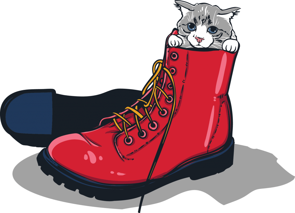 Red Boot Cat Cartoon PNG