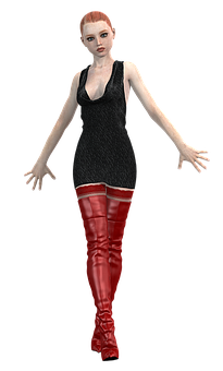 Red Boots Fashion3 D Model PNG