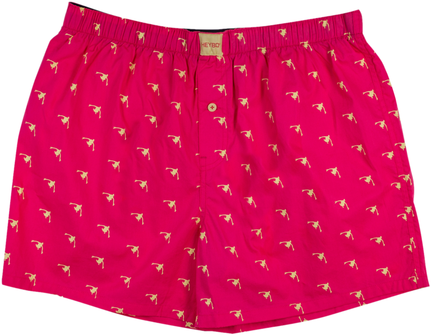 Red Boxer Shortswith Golden Dogs Print PNG