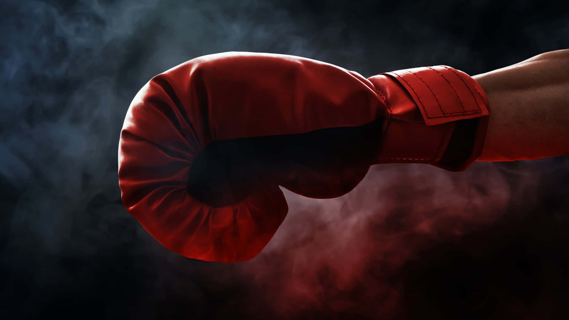 Red Boxing Glove Punch Smoke Background Wallpaper