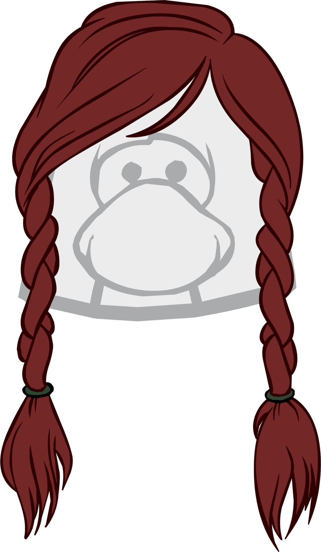 Red Braided Hair Cartoon Face Mask PNG