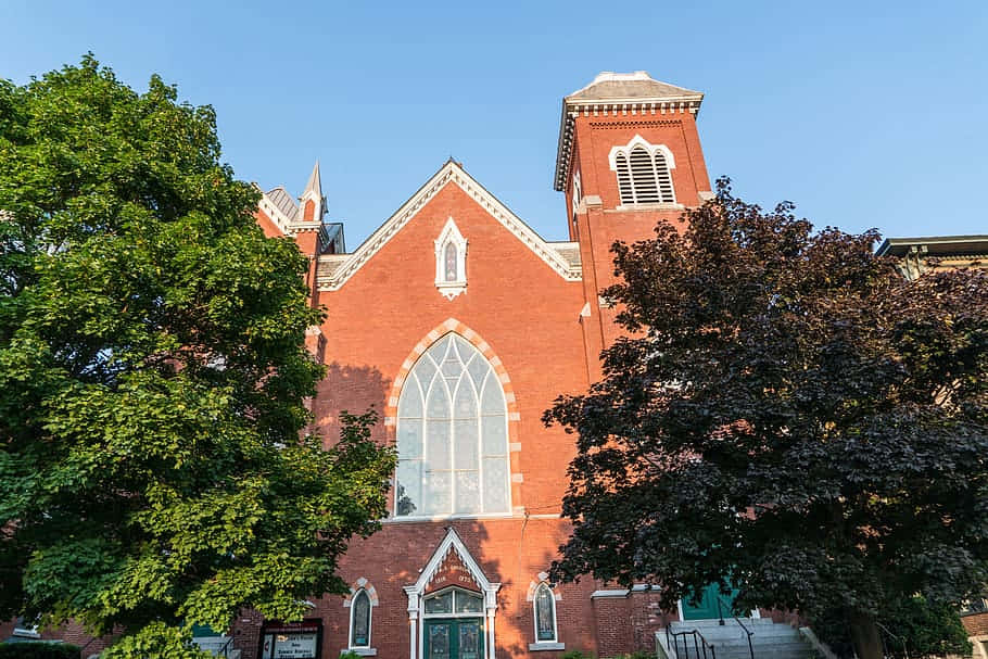 Red Brick Church Facade St Albans U K Wallpaper