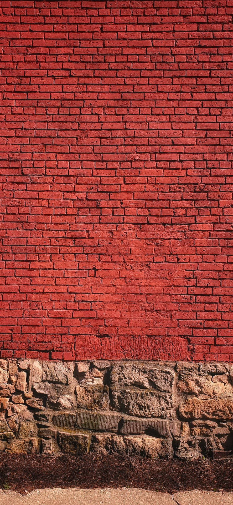 Rödtegelvägg Med Sedimenttexturbas. Wallpaper