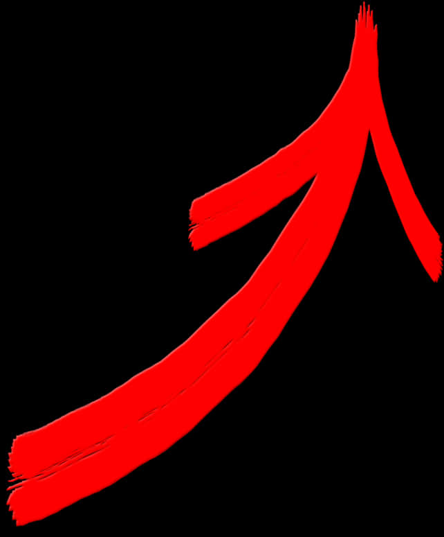 Red Brushstroke Curved Arrow PNG