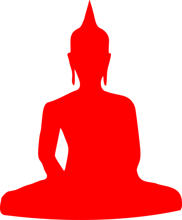 Red Buddha Silhouette Meditation PNG