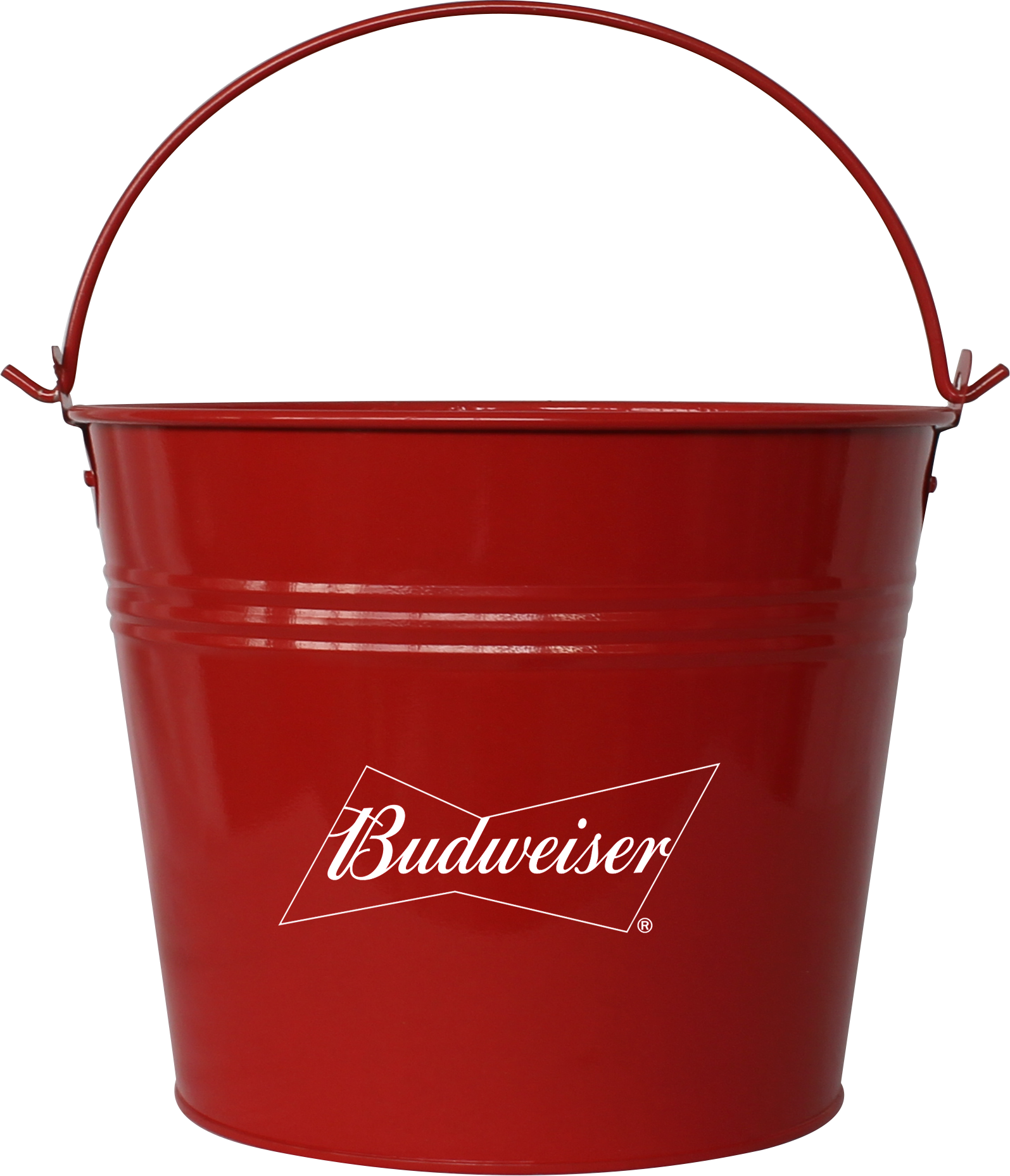 Red Budweiser Branded Plastic Bucket PNG