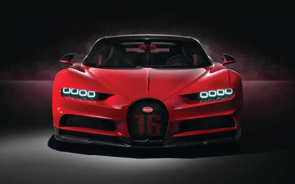 Rød Bugatti Chiron 4K litteransk tapet Wallpaper