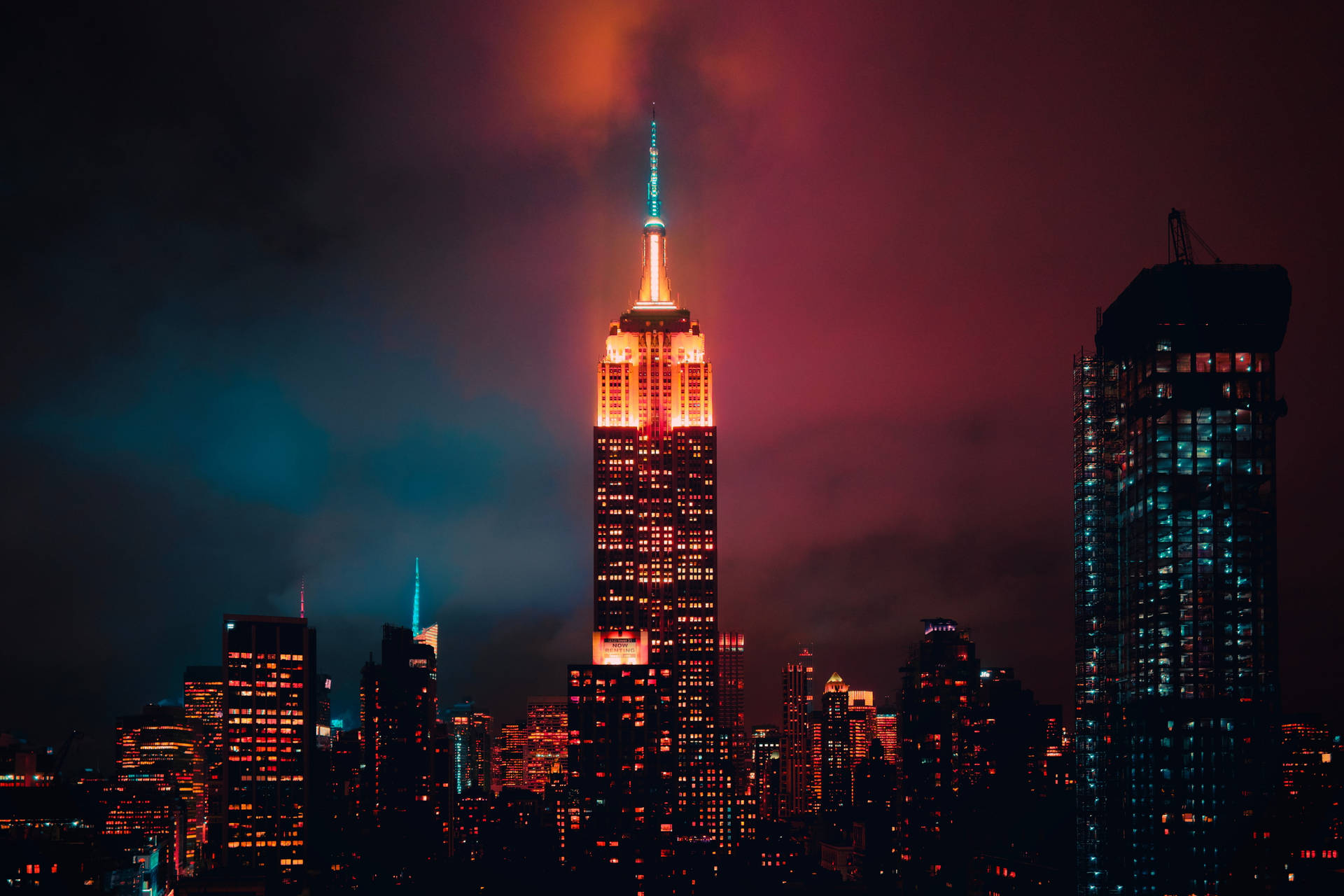 Red Building New York Night Iphone Wallpaper
