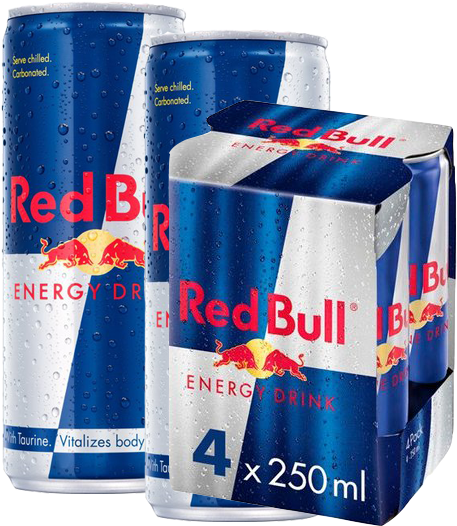 Red Bull Energy Drink4 Pack Cans PNG