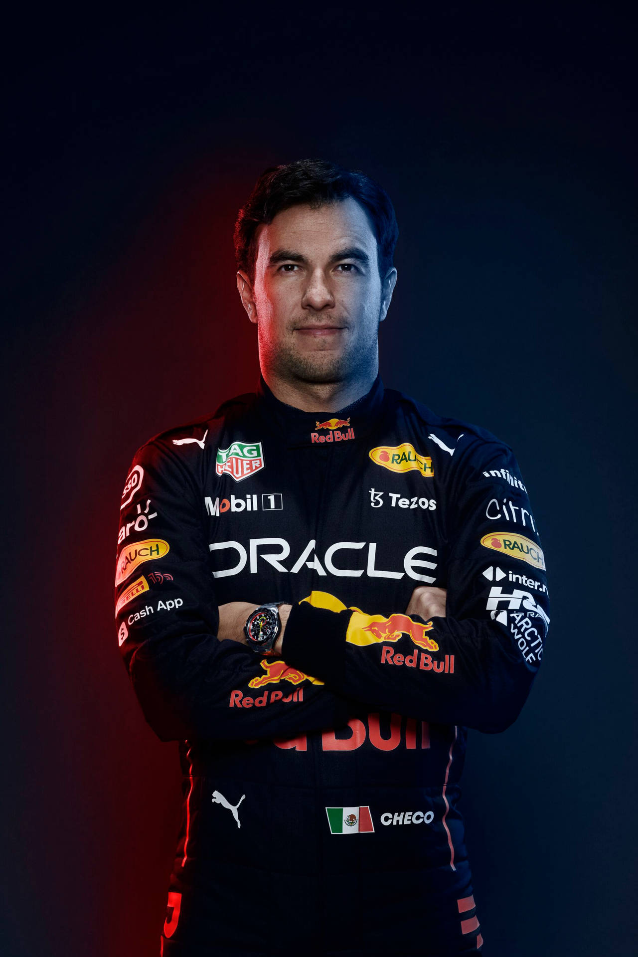Red Bull Racing Checo Arms Crossed Wallpaper
