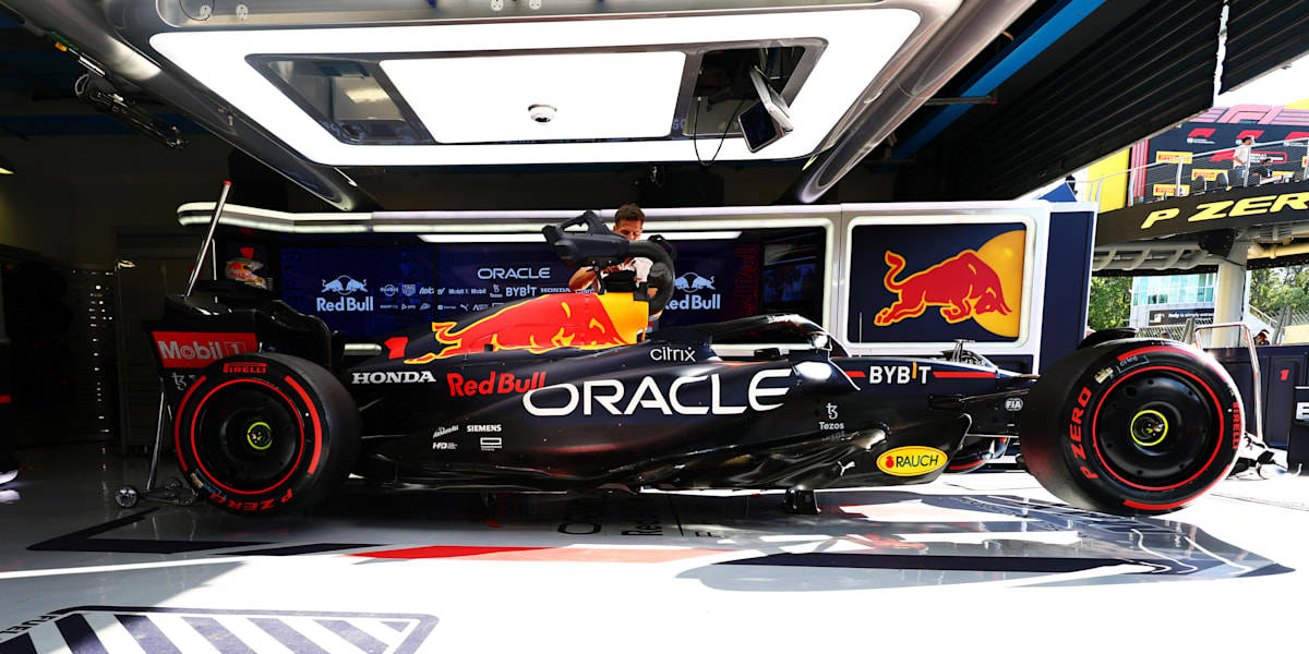 Vistalaterale Del Garage Di Red Bull Racing Sfondo