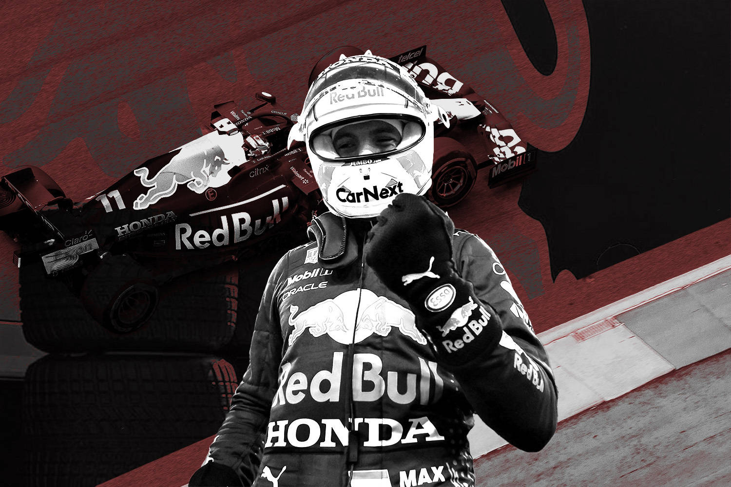Red Bull Racing With Monochrome Elements Wallpaper