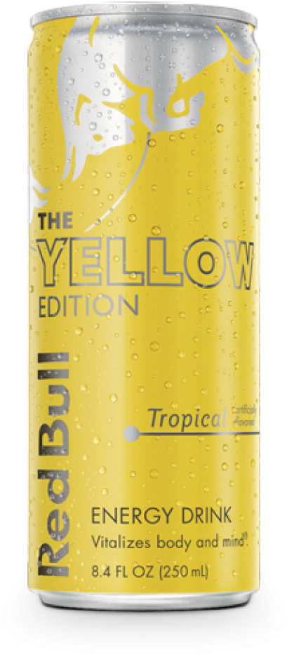 Red Bull Yellow Edition Tropical Flavor PNG