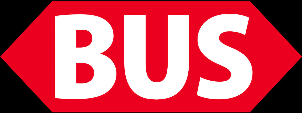 Red Bus Sign White Letters PNG