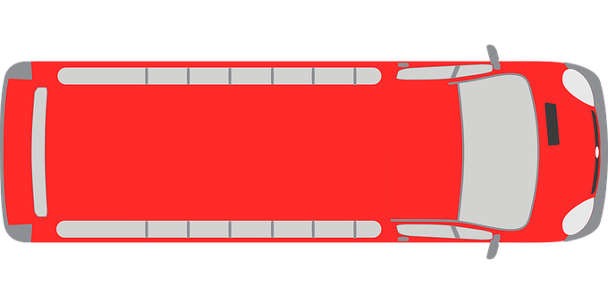 Red Bus Top View Vector PNG