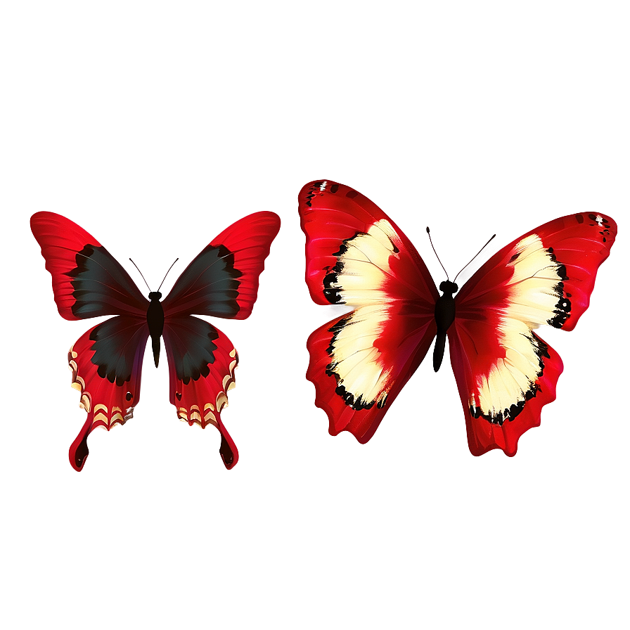 Red Butterflies Png 05232024 PNG