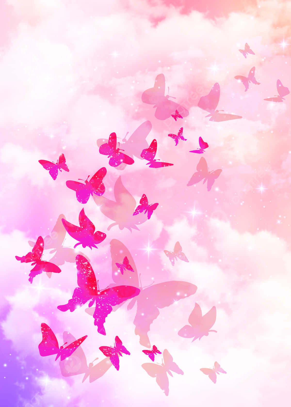 Red Butterfly On Clouds Wallpaper