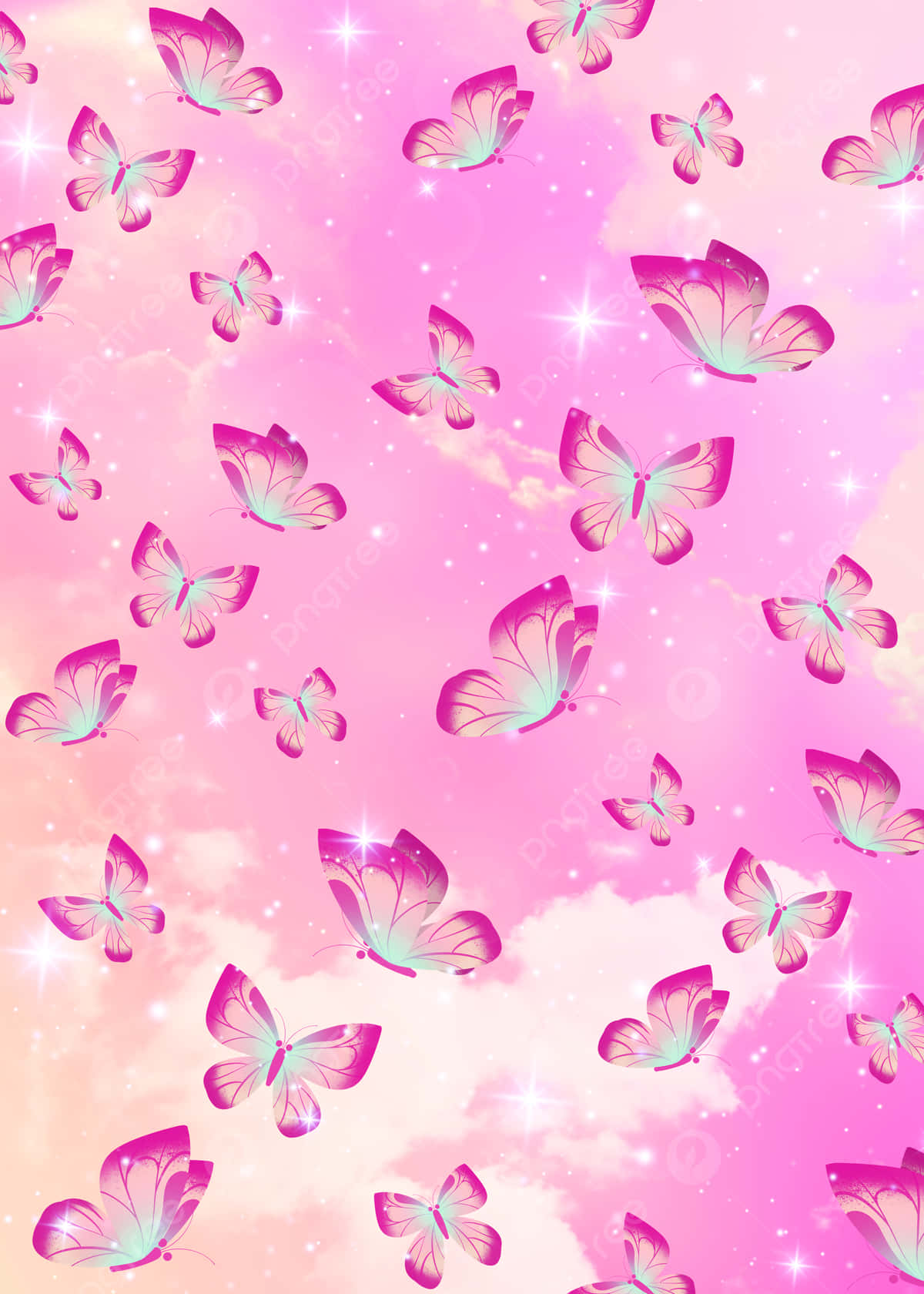 Red Pink Butterfly Design Wallpaper