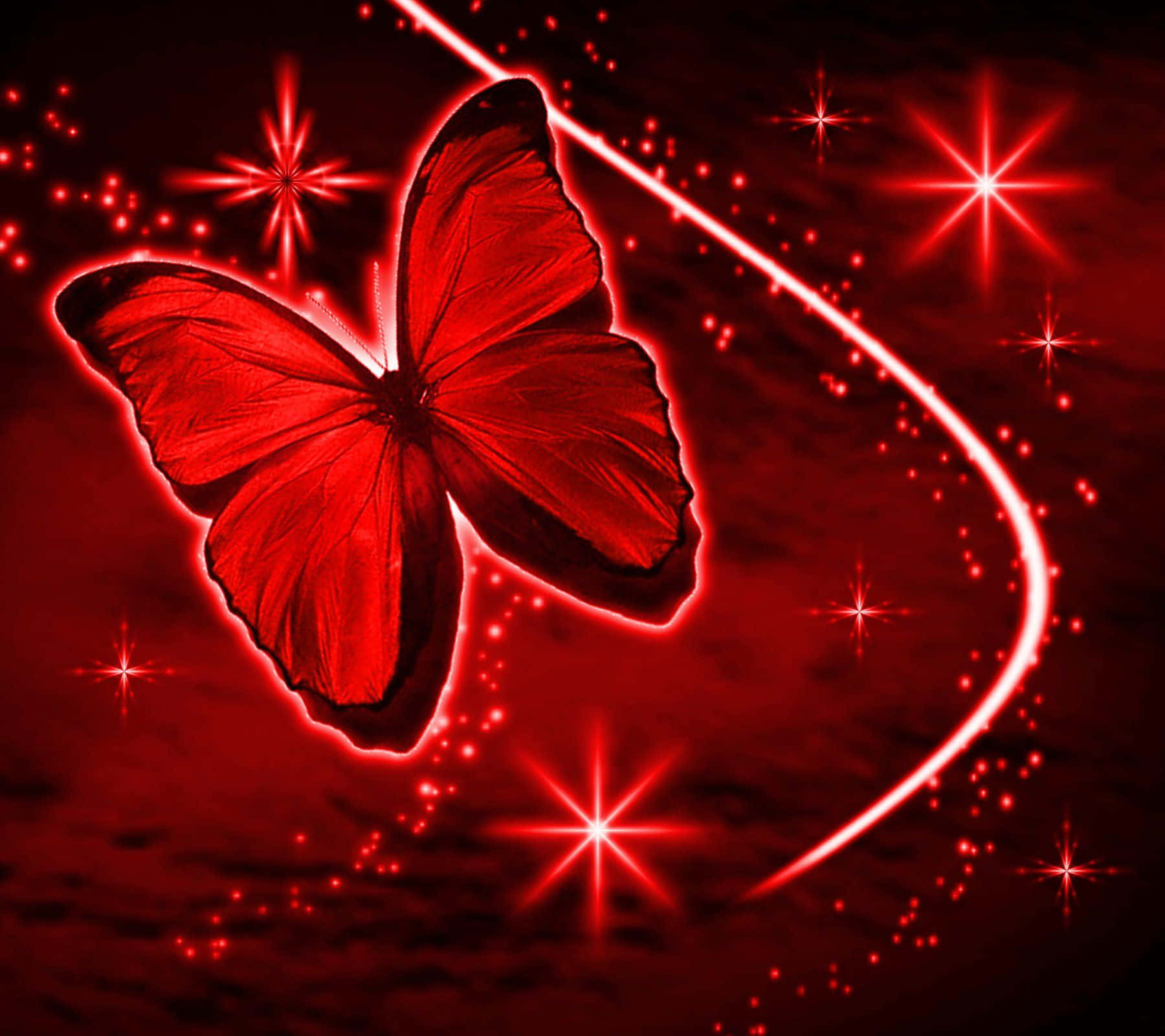 Red Butterfly Flying Around Wallpaper