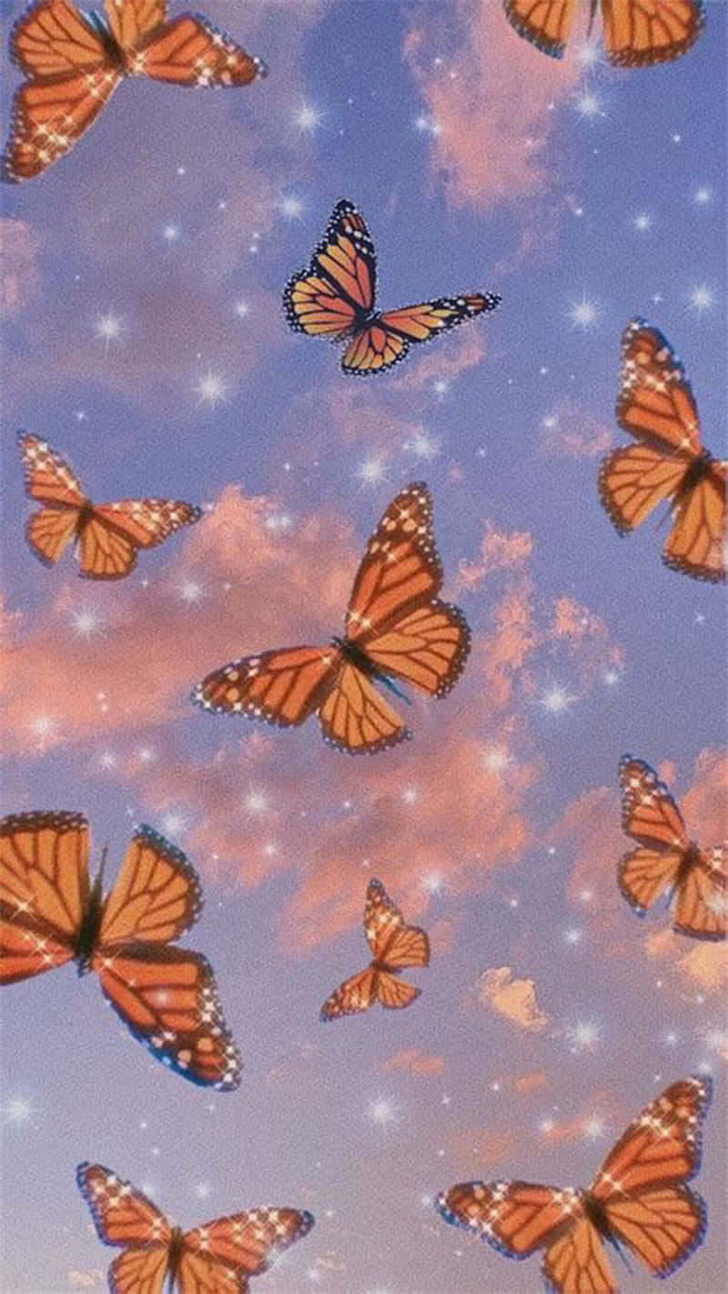 A Red Butterfly Soars Through the Air Wallpaper