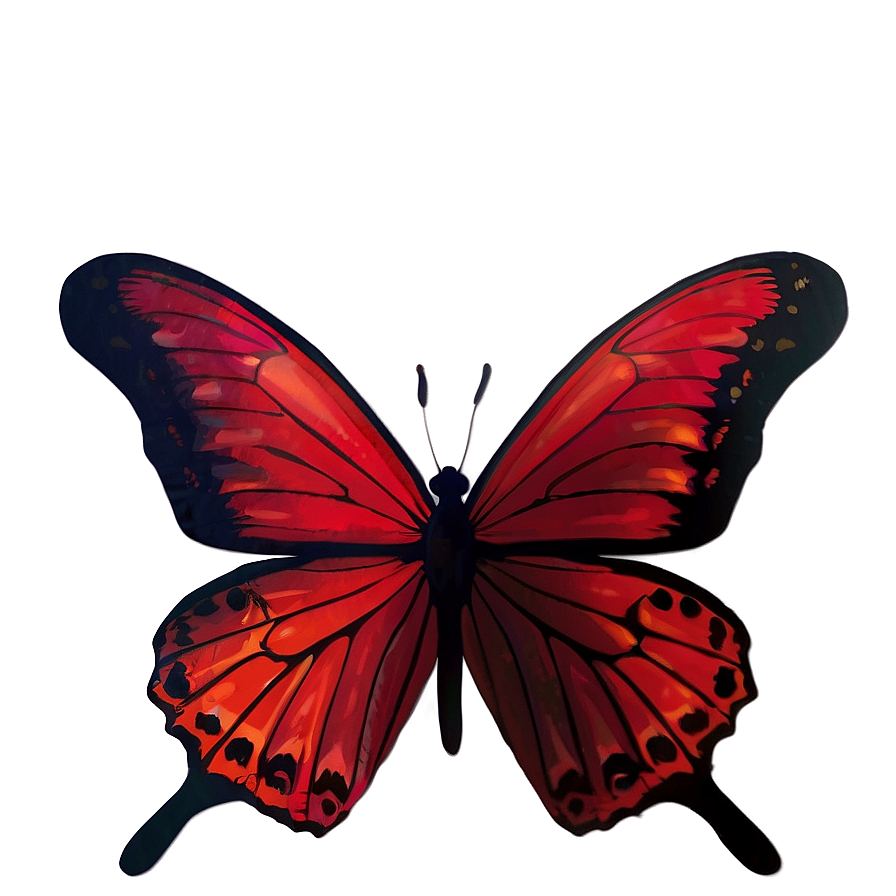 Red Butterfly B PNG