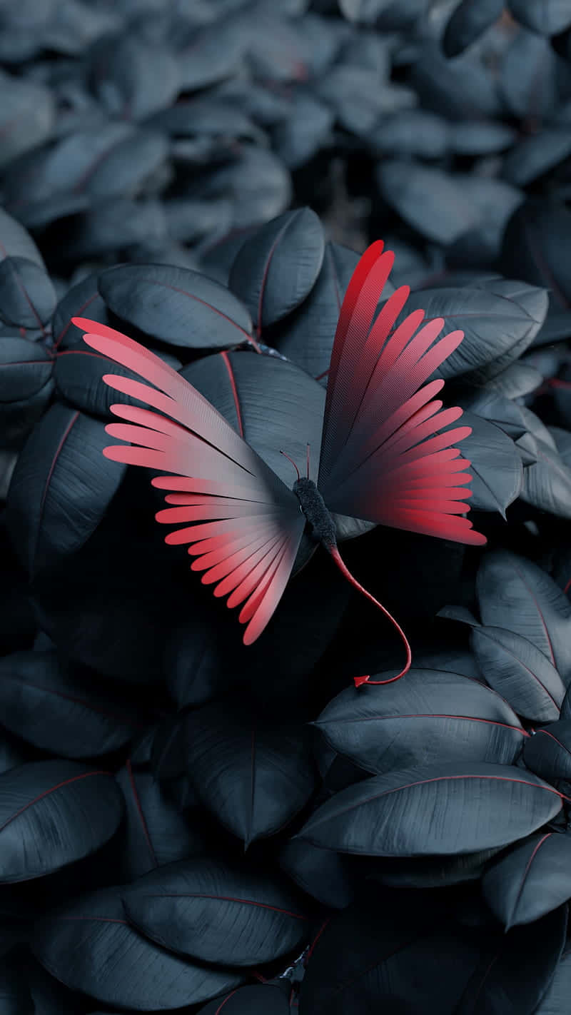 En smuk rød sommerfugl der svæver mellem et farvestrålende udvalg af vilde blomster. Wallpaper