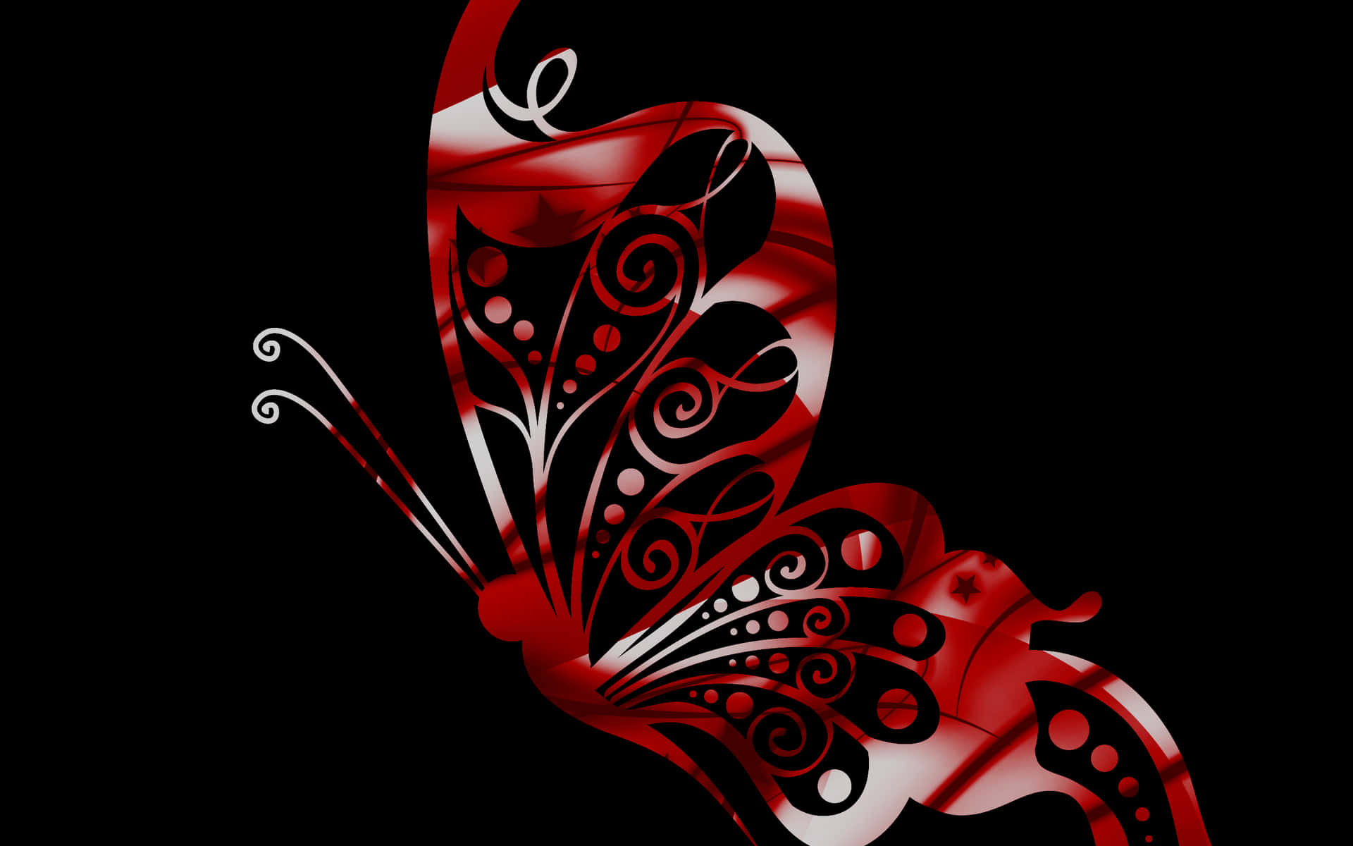 Tag på flyvning og følg dine drømme med det smukke røde sommerfugle tapet. Wallpaper