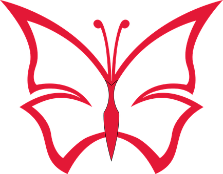 Red Butterfly Silhouette Graphic PNG