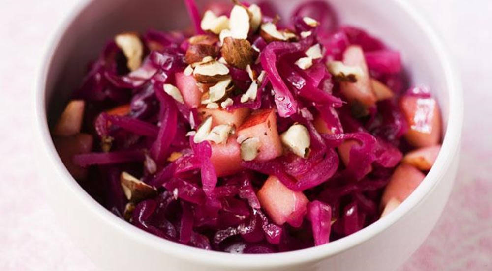 Red Cabbage Vegetable Salad With Walnuts Wallpaper