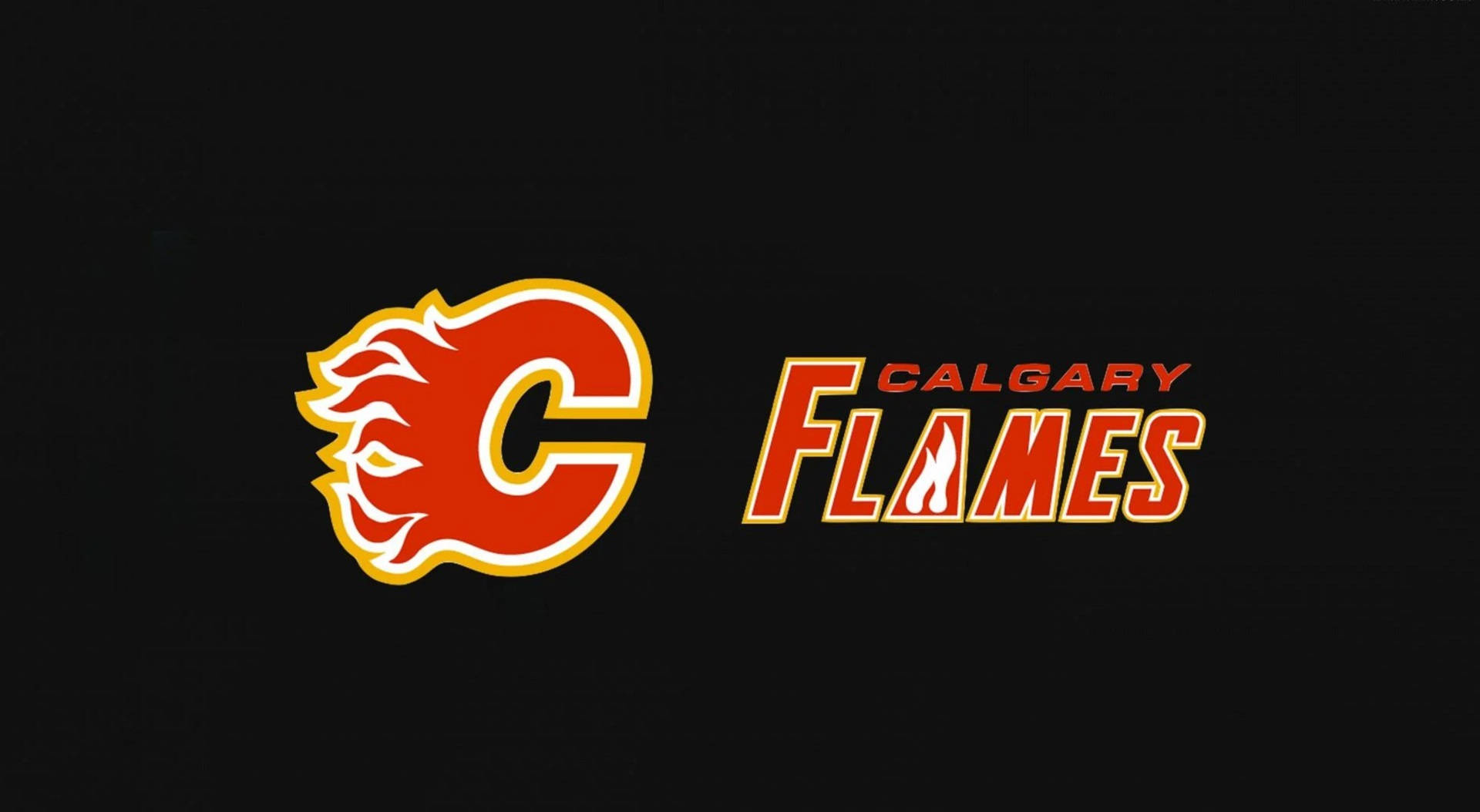 Red Calgary Flames Logo In Black Wallpaper