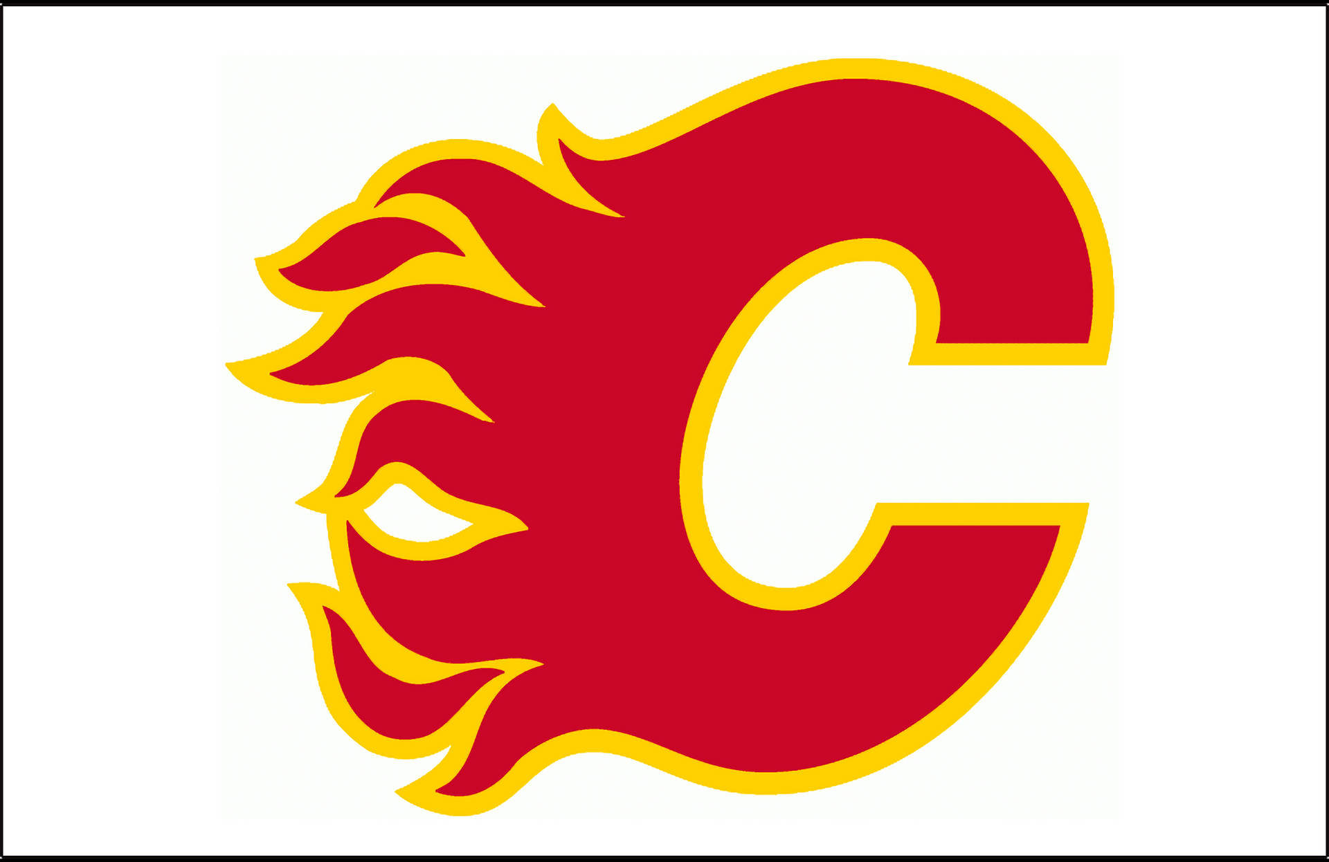 Rød Calgary Flames-logo på hvid baggrund Wallpaper