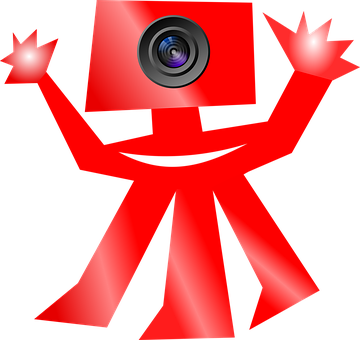 Red Camera Character Celebration PNG
