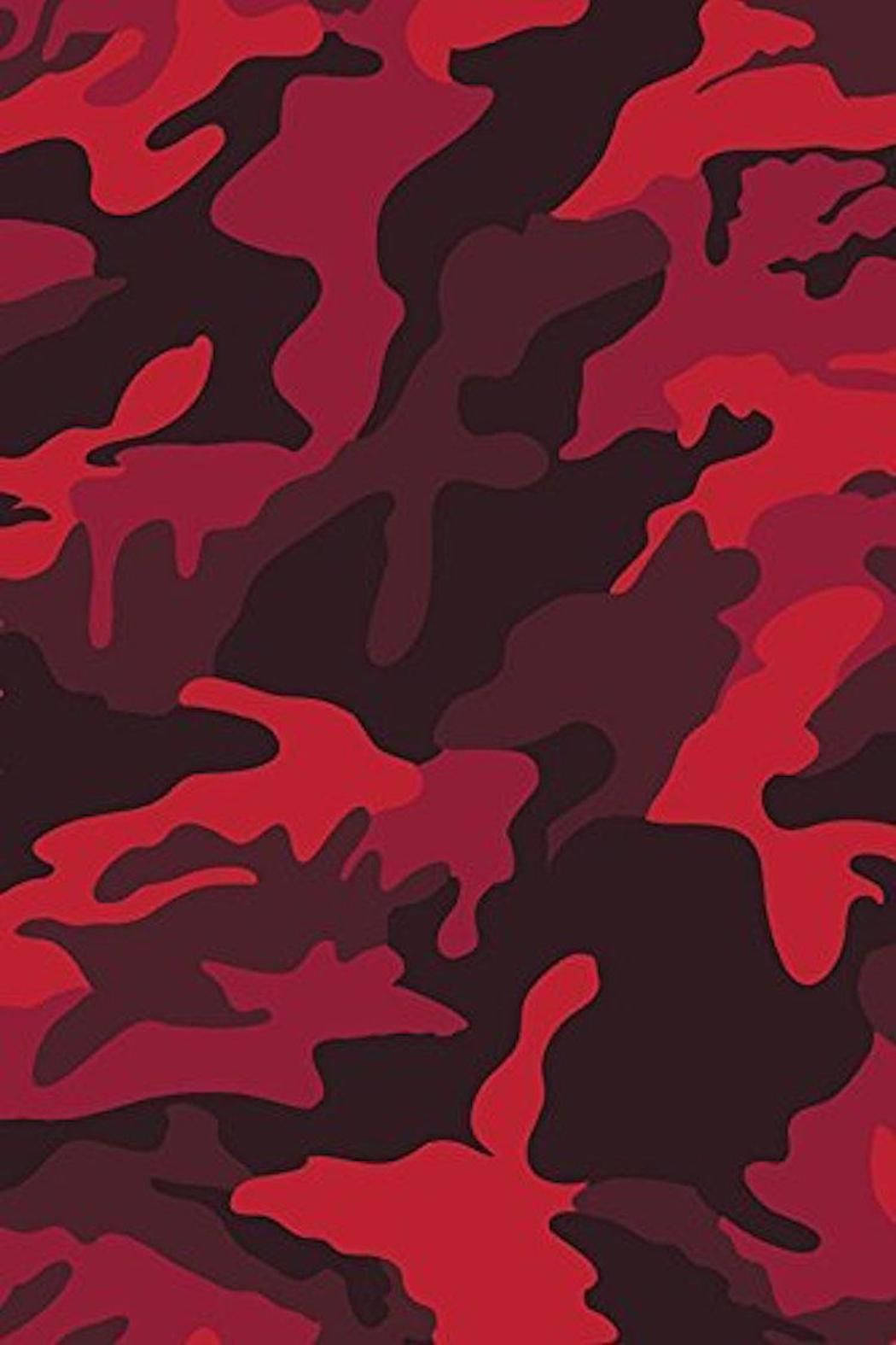 Enröd Kamouflagemönster Med Svart Och Rött Wallpaper